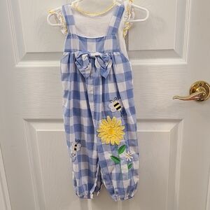 Good Lad Blue and White Jumpsuit with Gingham Pattern